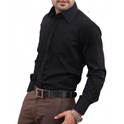 Plain Black Men Formal Shirt
